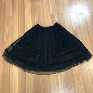 DKNY 2 (Fits 26 In) Lace Sheer Zip Pleated Non Lined Knee Skirt Black MINT HRJ